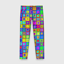 Леггинсы для девочки Узор из разноцветных квадратов, цвет: 3D-принт