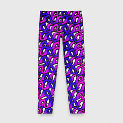 Леггинсы для девочки Фиолетовый узор и чёрная обводка, цвет: 3D-принт
