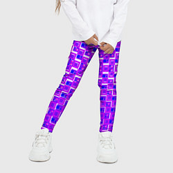 Леггинсы для девочки Фиолетовые квадраты на белом фоне, цвет: 3D-принт — фото 2