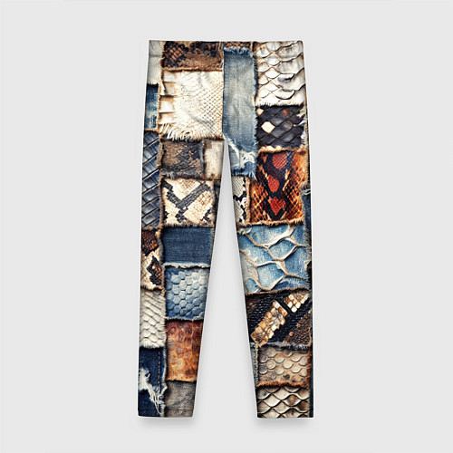 Детские легинсы Змеиная кожа - пэчворк / 3D-принт – фото 2
