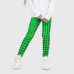 Леггинсы для девочки Зелёные плитки и чёрная обводка, цвет: 3D-принт — фото 2