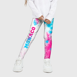 Леггинсы для девочки Monaco neon gradient style по-вертикали, цвет: 3D-принт — фото 2