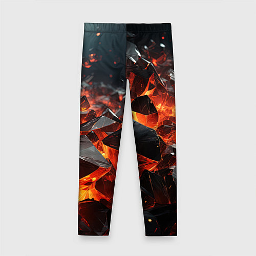 Детские легинсы Взрыв камней в красном неоне / 3D-принт – фото 2