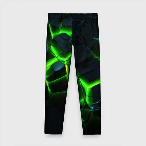 Детские легинсы Зеленый неон и разлом плит / 3D-принт – фото 2