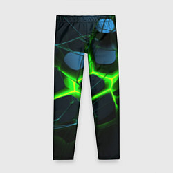 Леггинсы для девочки Зеленый неон и разлом плит, цвет: 3D-принт
