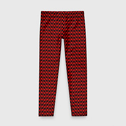 Леггинсы для девочки Красно-чёрный волнистые линии, цвет: 3D-принт