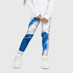 Леггинсы для девочки Бело-синий мрамор, цвет: 3D-принт — фото 2
