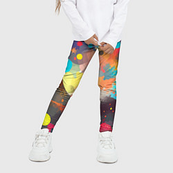 Леггинсы для девочки Акварельная абстракция - нейросеть, цвет: 3D-принт — фото 2