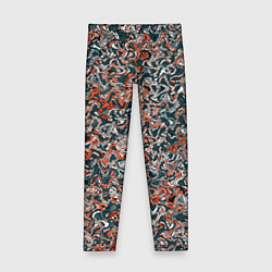 Леггинсы для девочки Тёмный сине-оранжевый абстрактная текстура, цвет: 3D-принт