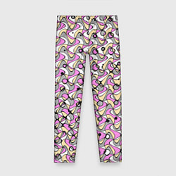 Детские легинсы Абстрактный узор серо-розовый