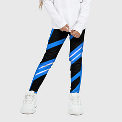 Леггинсы для девочки Black and white stripes on a blue background, цвет: 3D-принт — фото 2