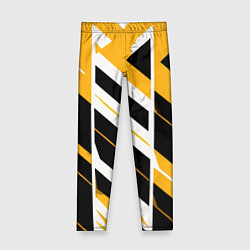 Леггинсы для девочки Black and yellow stripes on a white background, цвет: 3D-принт