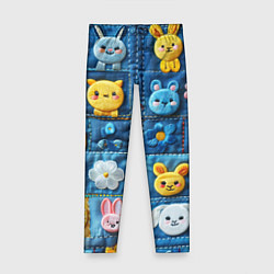 Леггинсы для девочки Зайчата на пэчворк, цвет: 3D-принт