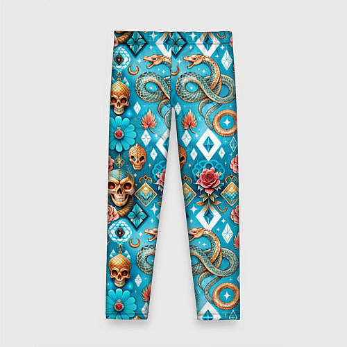 Детские легинсы Паттерн змеи и черепа / 3D-принт – фото 2