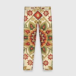 Леггинсы для девочки Русские классические узоры и орнамент, цвет: 3D-принт