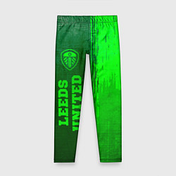 Леггинсы для девочки Leeds United - green gradient по-вертикали, цвет: 3D-принт