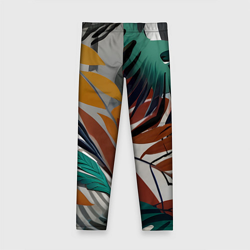 Детские легинсы Полоски листья / 3D-принт – фото 2