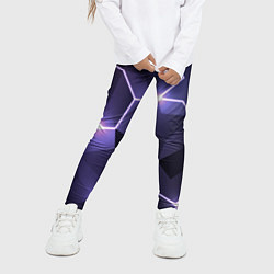 Леггинсы для девочки Молниеносная геометрия с подсветкой, цвет: 3D-принт — фото 2