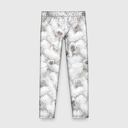 Леггинсы для девочки Ёлка с шишками в рождественский мороз, цвет: 3D-принт