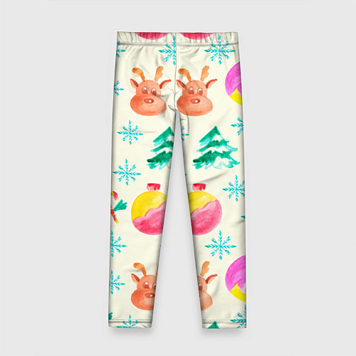 Детские легинсы Зимний новогодний узор / 3D-принт – фото 2