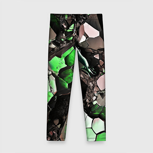 Детские легинсы Чёрно-зелёный камень / 3D-принт – фото 2