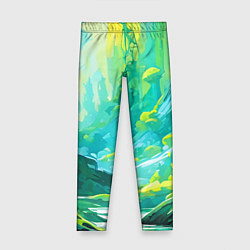 Леггинсы для девочки Зелёная кислотная абстракция, цвет: 3D-принт