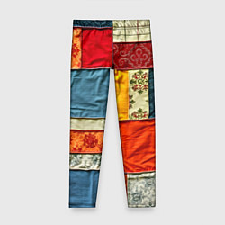 Леггинсы для девочки Пэчворк из ярких тканей, цвет: 3D-принт