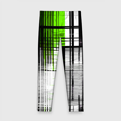 Детские легинсы Зелёно-чёрный гранж на белом фоне / 3D-принт – фото 2