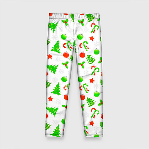 Детские легинсы Новогодний ёлочный паттерн / 3D-принт – фото 2