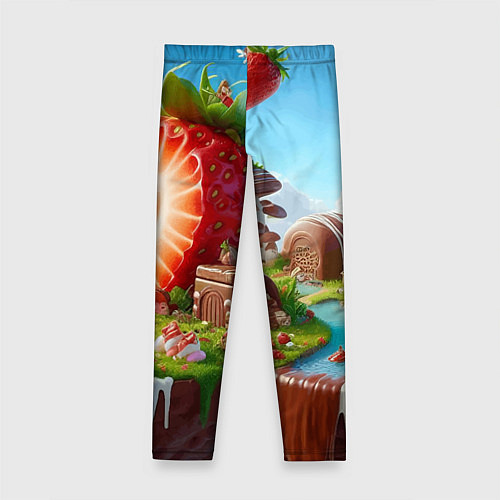 Детские легинсы Клубничная планета - нейроарт фантазия / 3D-принт – фото 2