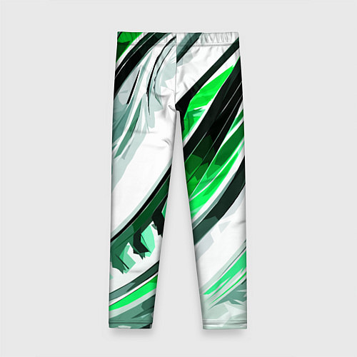 Детские легинсы Волнистая бело-зелёная абстракция / 3D-принт – фото 2