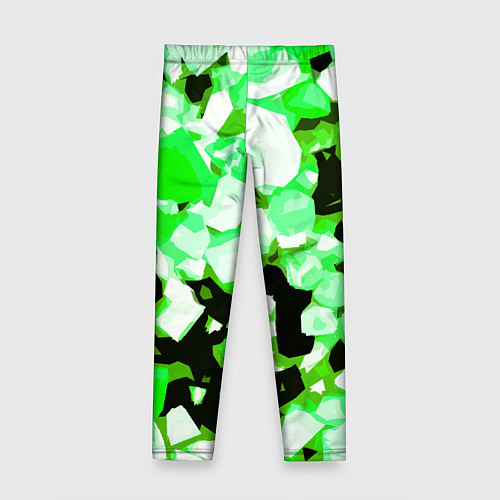 Детские легинсы Green and white abstraction on a black background / 3D-принт – фото 2