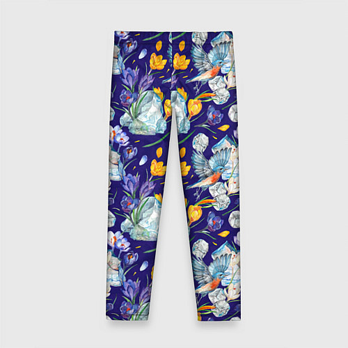 Детские легинсы Крокусы и зяблик во льдах / 3D-принт – фото 2