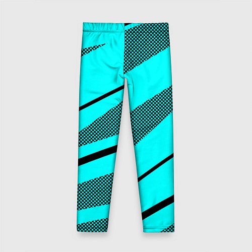 Детские легинсы Неоновый голубой с чёрным абстракция с полосой / 3D-принт – фото 2