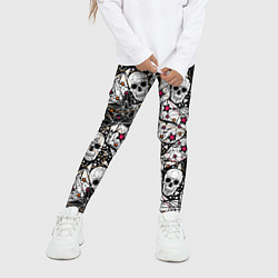 Леггинсы для девочки Черепа и красные звезды, цвет: 3D-принт — фото 2