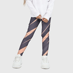 Леггинсы для девочки Перламутровый серый полосы, цвет: 3D-принт — фото 2
