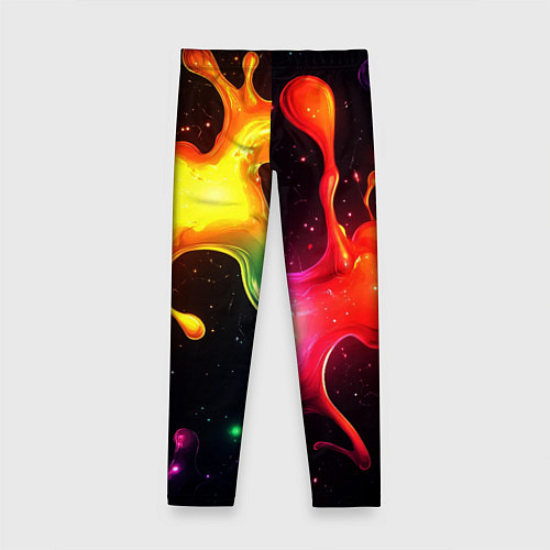 Детские легинсы Радужные кляксы на черном фоне / 3D-принт – фото 2