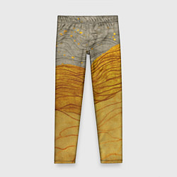 Леггинсы для девочки Золотые волны на сером текстура, цвет: 3D-принт