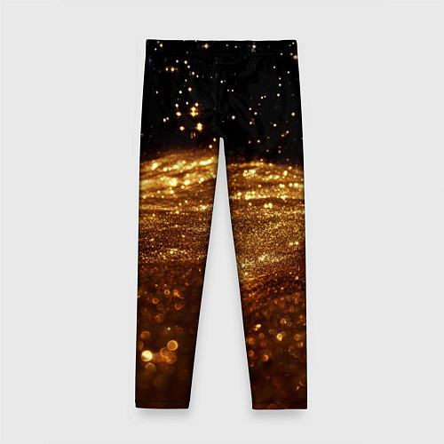 Детские легинсы Золотистые крупицы на черном / 3D-принт – фото 2