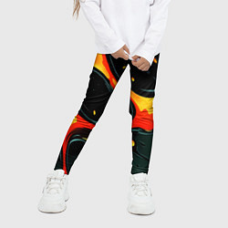 Леггинсы для девочки Оранжевые разломы текстура, цвет: 3D-принт — фото 2