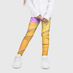 Леггинсы для девочки Фиолетово-золотая текстура с блестяшками, цвет: 3D-принт — фото 2