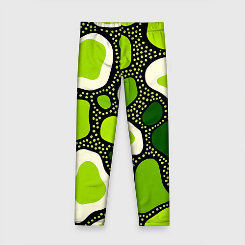 Детские легинсы Зеленая абстракция с кругами / 3D-принт – фото 2