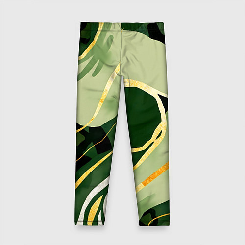 Детские легинсы Зеленый природный паттерн / 3D-принт – фото 2