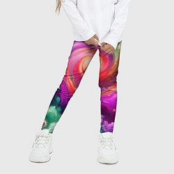 Леггинсы для девочки Космическая неоновая фантазия - нейроарт, цвет: 3D-принт — фото 2