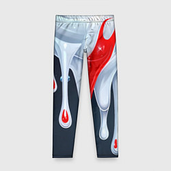 Леггинсы для девочки Бело-красная краска - текстура, цвет: 3D-принт