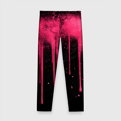 Детские легинсы Розовые брызги и краска на черном / 3D-принт – фото 2