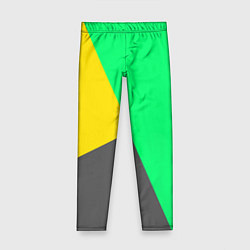 Леггинсы для девочки Жёлто-серо-зелёный трёхцветный, цвет: 3D-принт