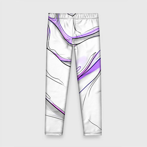 Детские легинсы Черные и фиолетовые линии на белом / 3D-принт – фото 2