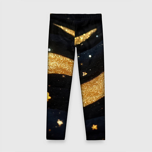 Детские легинсы Золотые волны текстура / 3D-принт – фото 2
