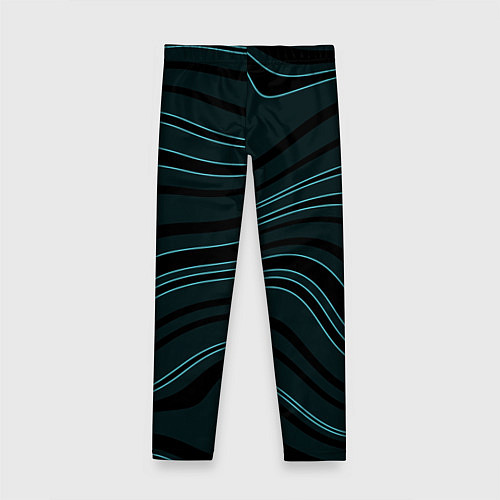 Детские легинсы Тёмный синий волнистые полосы / 3D-принт – фото 2